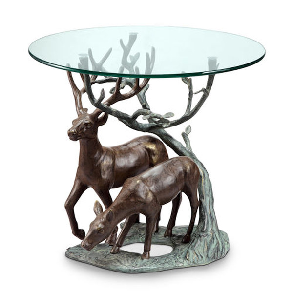 Buck and Doe Deer Sculpture designed into a table base Art Decor Statue